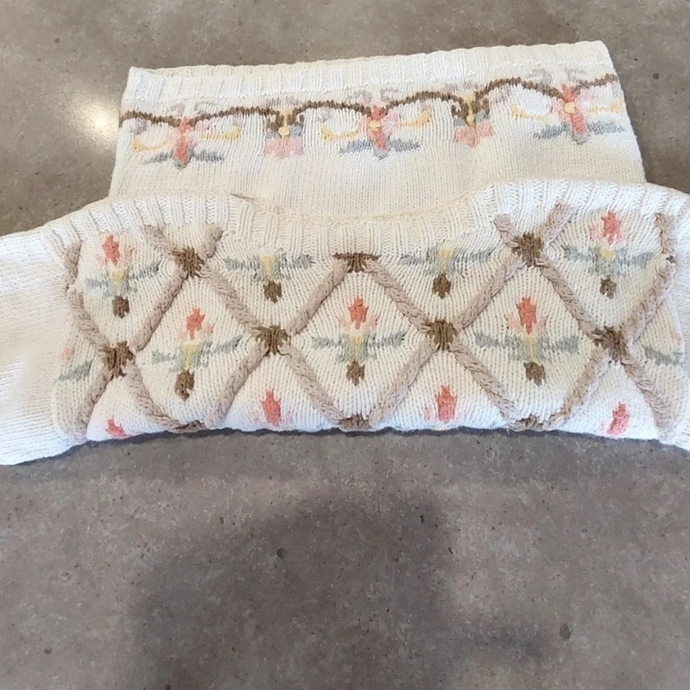 VINTAGE JENNIFER REED Hand Knitted -Embroidered-Floral Sweater -EUC-SZ S 🌸-😍 - Picture 7 of 16